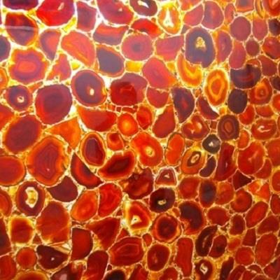 Red Backlit Agated Semi Precious Slabs Tiles